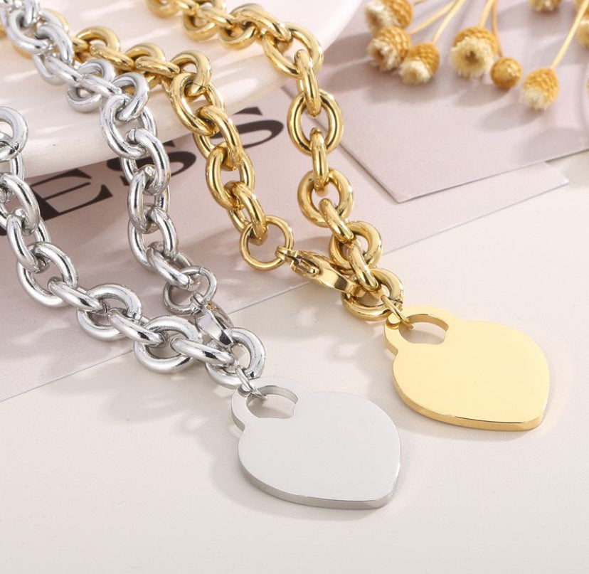 Heart Tag Charm Bracelet