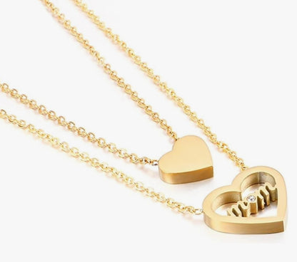 Mom Double Heart Necklace