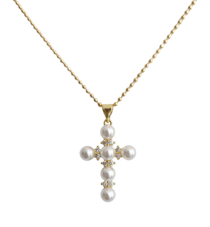 Blanca Pearl Cross Necklace