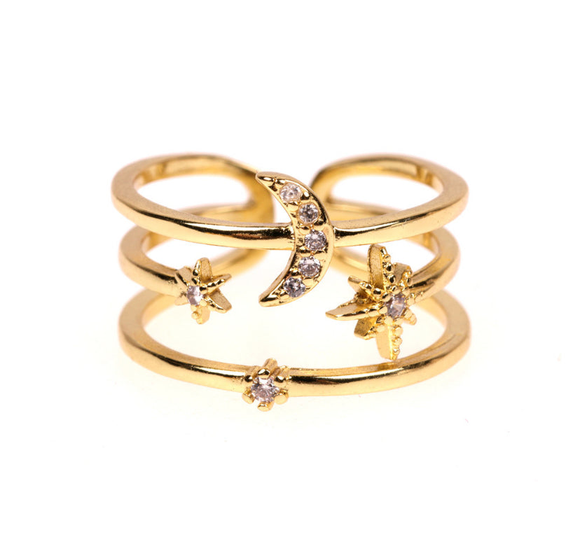 Moon & Star Ring