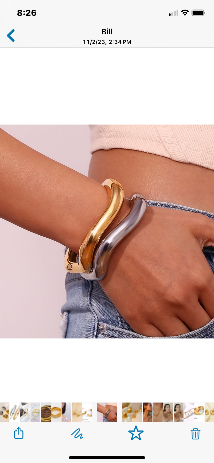 Pulsera tipo brazalete con ondas