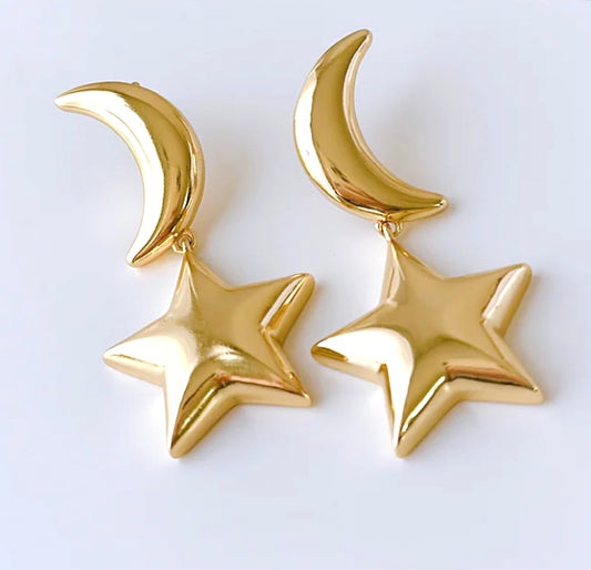 Lucky Star Moon Earrings