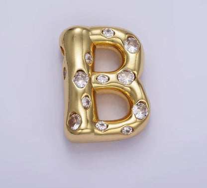 Bubble CZ Letter Initial Necklace