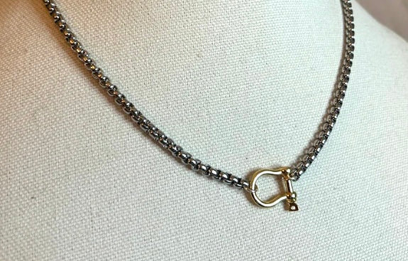 Two Tone Horseshoe Necklace