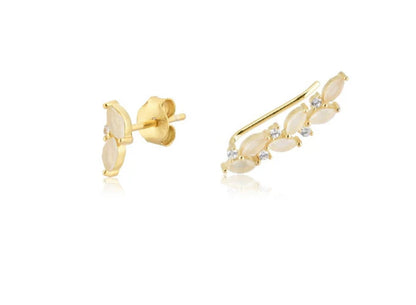 Leaf Stud and Climber Earrings