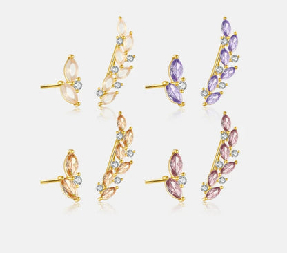 Leaf Stud and Climber Earrings