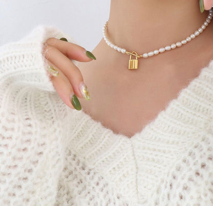 Pearl Padlock Necklace