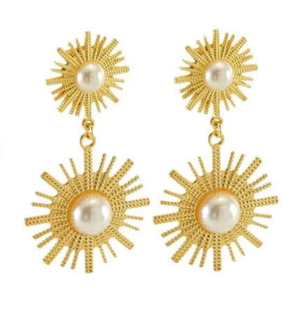 SunBurst Pearl Earrings