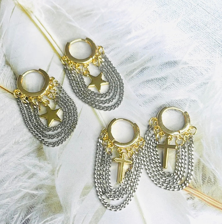 Silver & Gold Chain Earrings